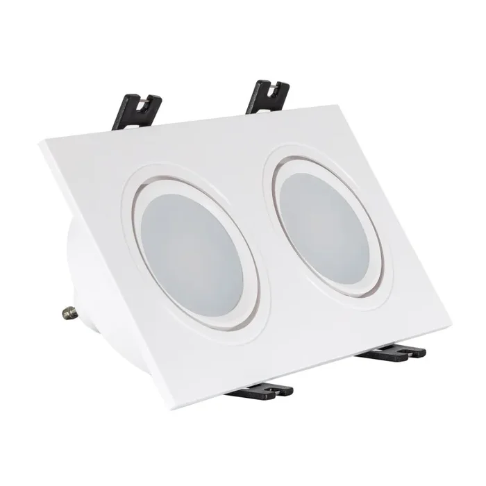 Square Tilting Downlight Cutout 75×150 mm with 6W Cool White LED Bulb – GU10 – Matt White
