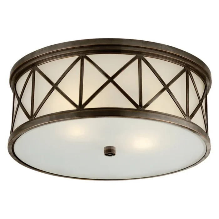 Suzanne Kasler Montpelier Large Flush Mount in Bronze with Frosted Glass Ceiling Light W16″ x H6″SK 4011BZ-FG