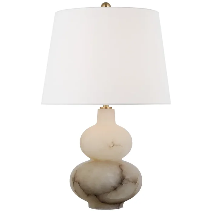 Thomas O’Brien Ciccio Medium Table Lamp in Alabaster with Linen Shade W12″ x H18.5″TOB 3515ALB-L