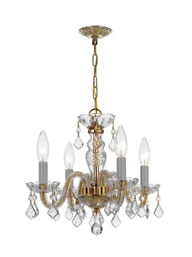 Traditional Crystal Four Light Mini Chandelier (1064-PB-CL-SAQ)