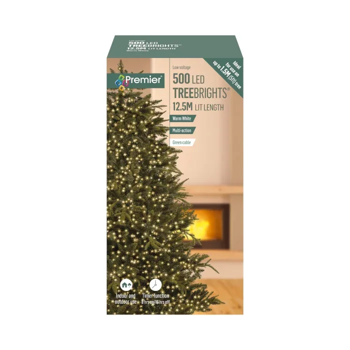 Treebright 500 LED Christmas Tree Lights With Timer – 12.5m – Warm White