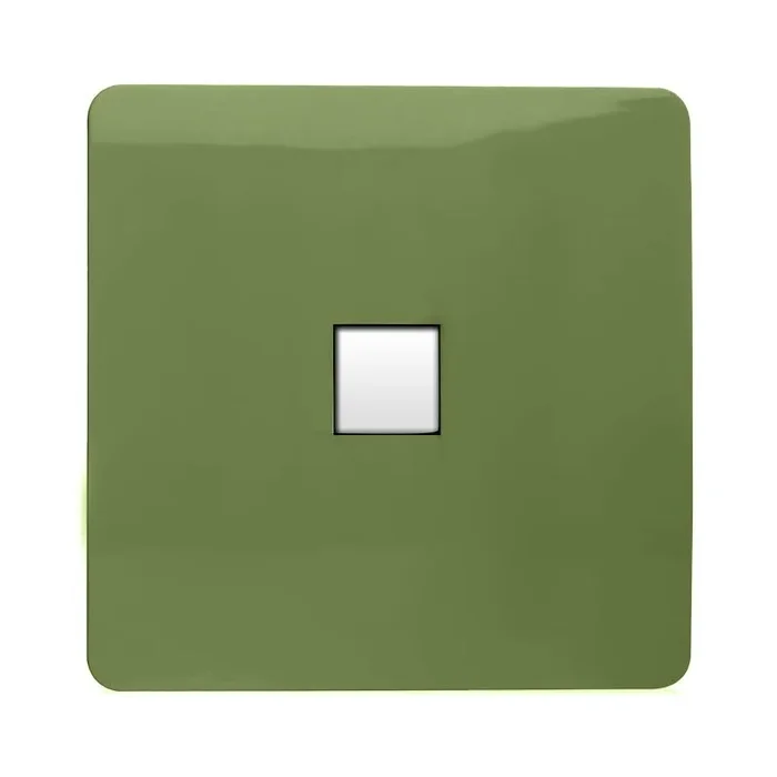 Trendi, Artistic Modern 1 Gang RJ11 Telephone Moss Green Finish, BRITISH MADE, (35mm Back Box Required), 5yrs Warranty