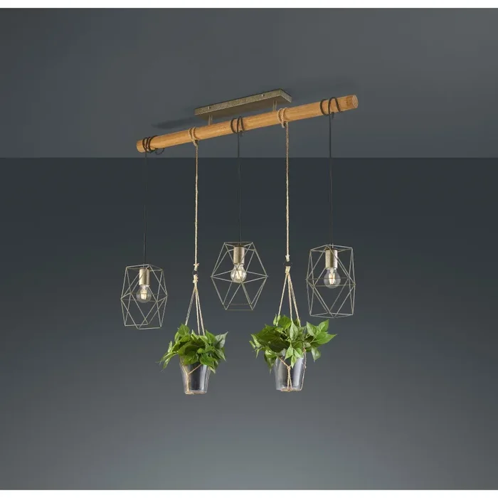 Trio PLANT Pendant Light LED dark brown, matt nickel, 3-light sources