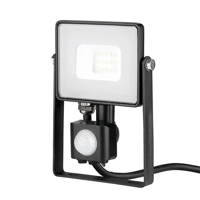 V-Tac 10W Cool White Samsung Chip LED Floodlight with PIR Sensor – Black