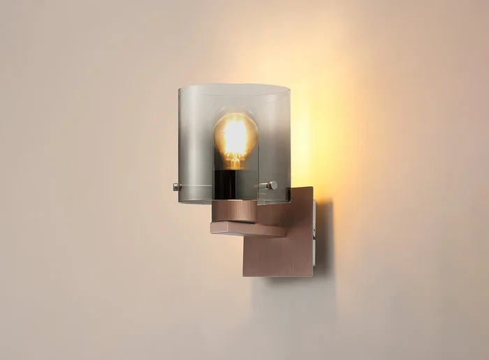 Valentino Smoked Glass Single Switched Wall Lamp, EMMS/OM5969-HSA