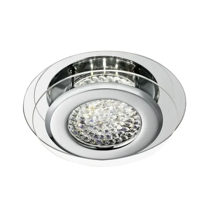 Vesta LED Ceiling Flush, Chrome, Clear Crystal Centre Deco