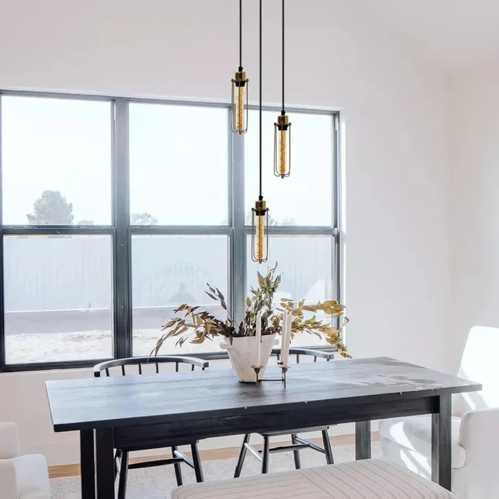 Vintage 3 Way Pendant Hanging Cage Lamp Industrial Cluster Ceiling Light ~5775