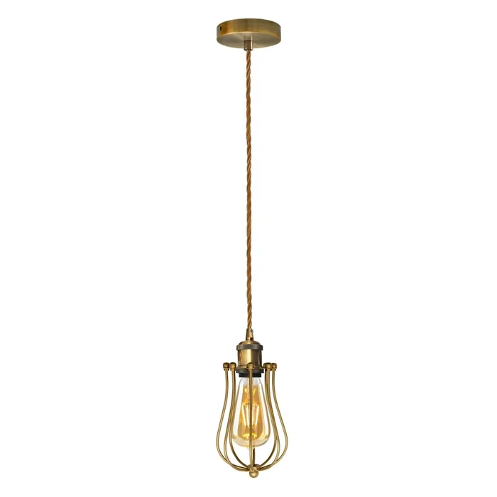 Vintage Balloon Cage Pendant Light Industrial Brass Ceiling Lamp E27 Fitting ~1376