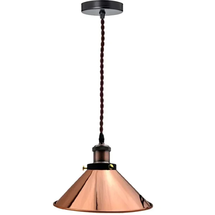 Vintage E27 Single Way Metal Cone Lampshade Twisted Pendant Light~5671