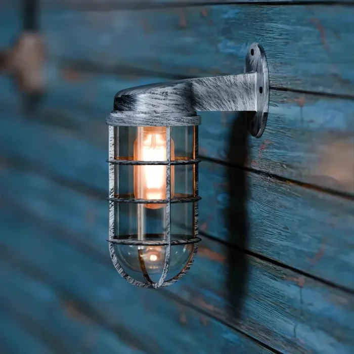 Vintage Industrial Cage Wall Light Retro Bulkhead Lamp ~5988