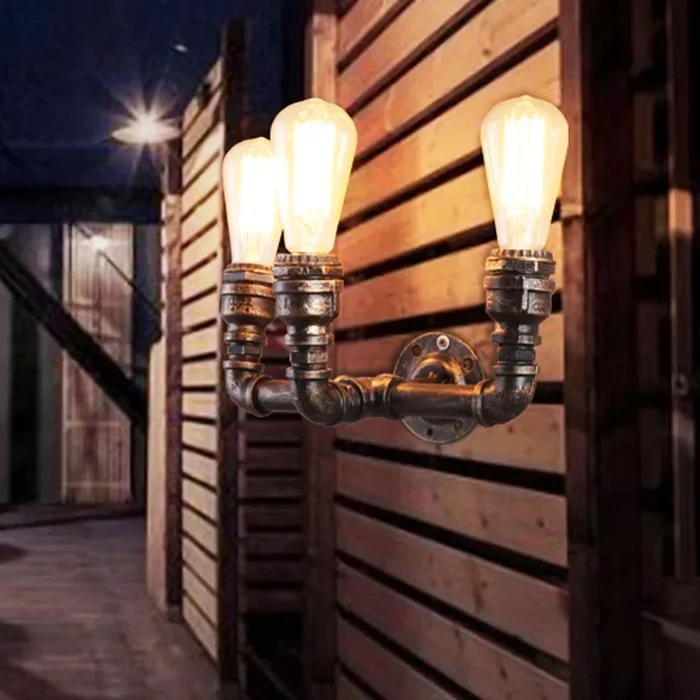 Vintage Industrial Pipe Wall Lamps Retro Pipe Lights ~2890