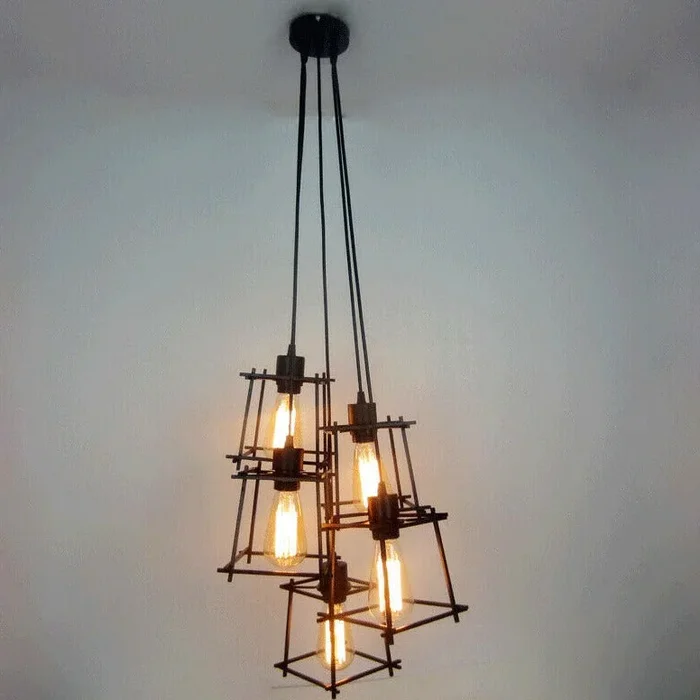 Vintage Industrial Retro Ceiling Light Cage Loft Chandelier Pendant Light Lamp~2143