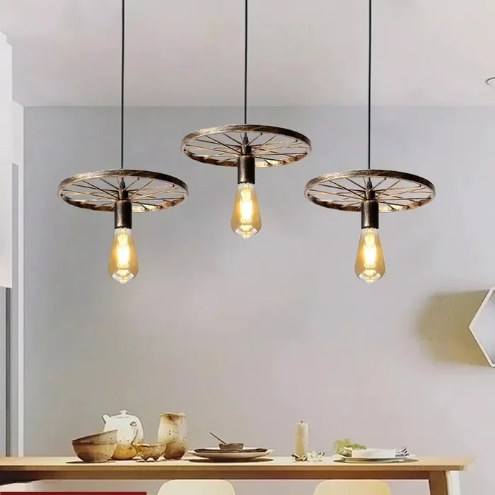 Vintage Wheel Ceiling Black Pendant Shade Hanging Retro Light~5786