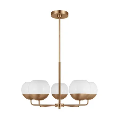 Visual Comfort Studio Alvin Five Light Chandelier in Satin Brass – 3168105-848