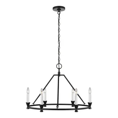 Visual Comfort Studio Keystone Six Light Chandelier in Aged Iron – CC1196AI