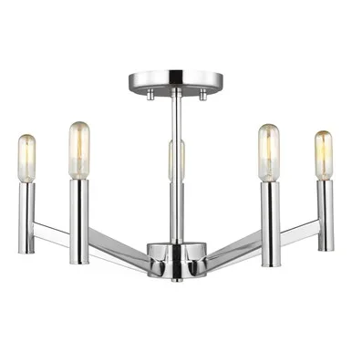 Visual Comfort Studio Vector Five Light Semi-Flush Mount in Chrome – 7724305EN-05