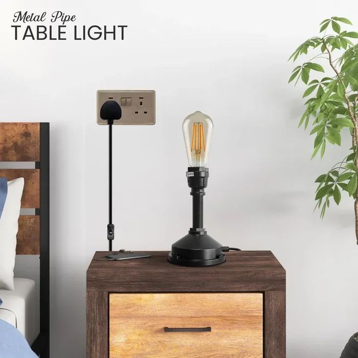 Water Pipe Base Table Lamp ON/OFF Switch Desk Decor Plug in Lighting ~ 5509