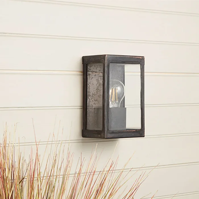 Westport Coastal Cabin Half Lantern Outdoor Wall Light – Oxidised Black