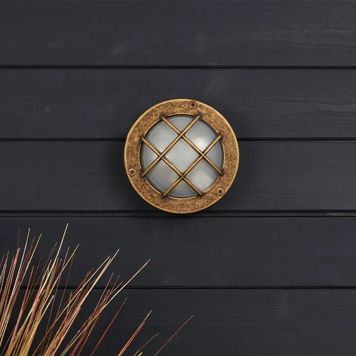 Westport Coastal Hull Outdoor Flush Wall Light – Oxidised Brass