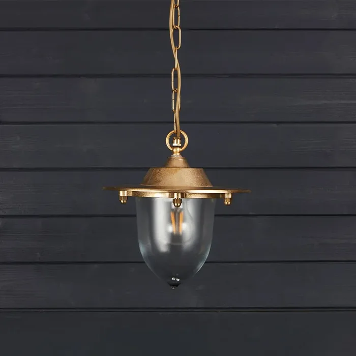 Westport Coastal Nautical Outdoor Pendant Porch Lantern – Brass