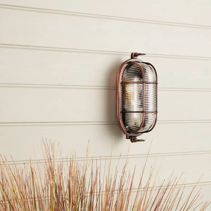 Westport Coastal Port Outdoor Flush Wall Light – Copper