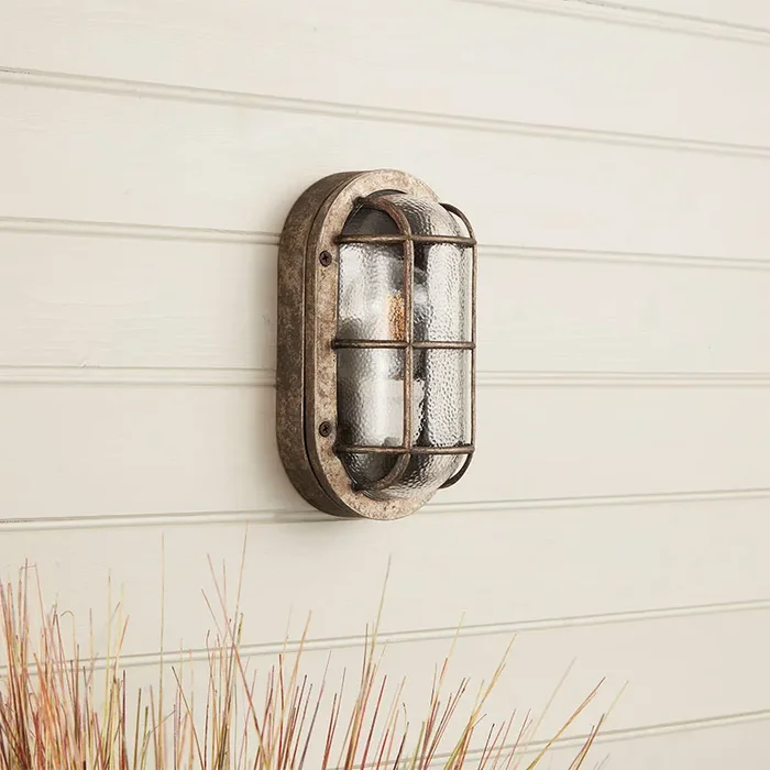 Westport Coastal Ship Outdoor Oval Flush Wall Light – Pewter