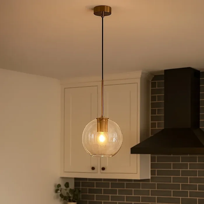 Westport Knurl Glass Ceiling Pendant Light – Brass