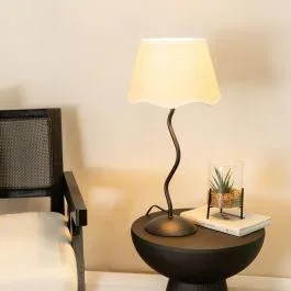 Wiggle Table Lamp with White Trim Scalloped Shade