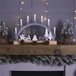 Xmas Haus Battery Powered Wooden Festive Candle Bridge